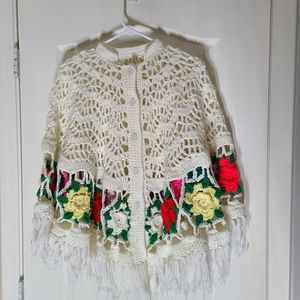 Hand crochet shawl poncho style. Size L